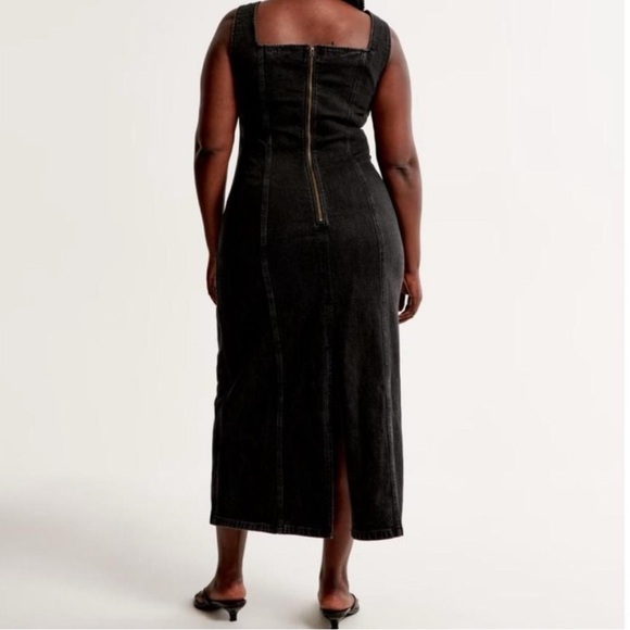 Abercrombie & Fitch Denim Midi Maxi Dress Black Wash  L - Picture 4 of 16